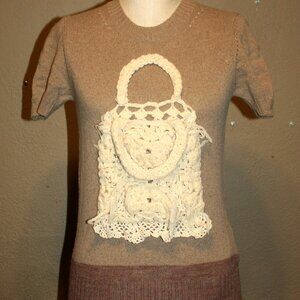 TAO COMME DES GARCONS BROWN WOOL BLEND TOP SHIRT 3-D FRONT DESIGN - MEDIUM 2 4